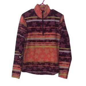 Pepper Colorful Star Patterned Fleece 1/4 Zip Pullover Sweatshirt
